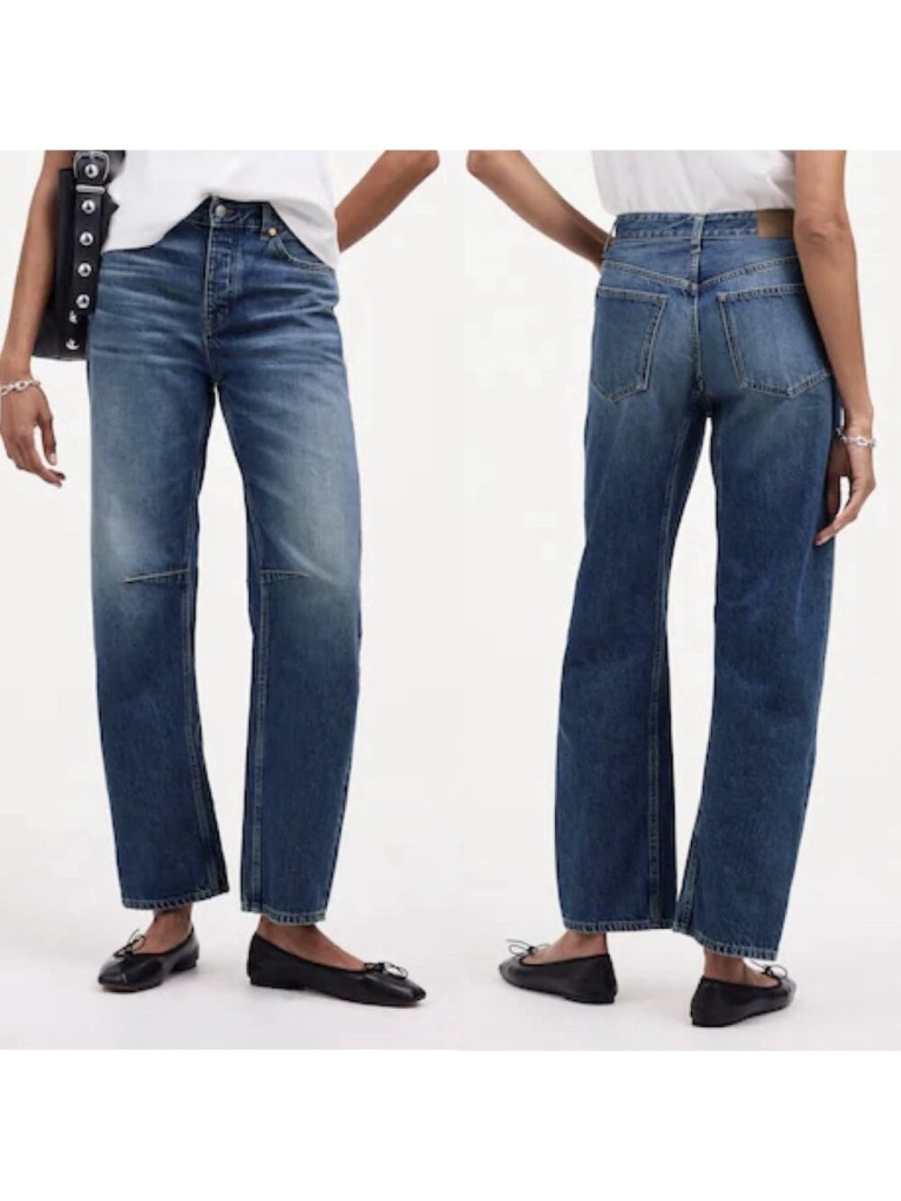 Madewell The Curvy Darted Barrel Leg Blue Jeans Button Fly Medium Wash Size 31